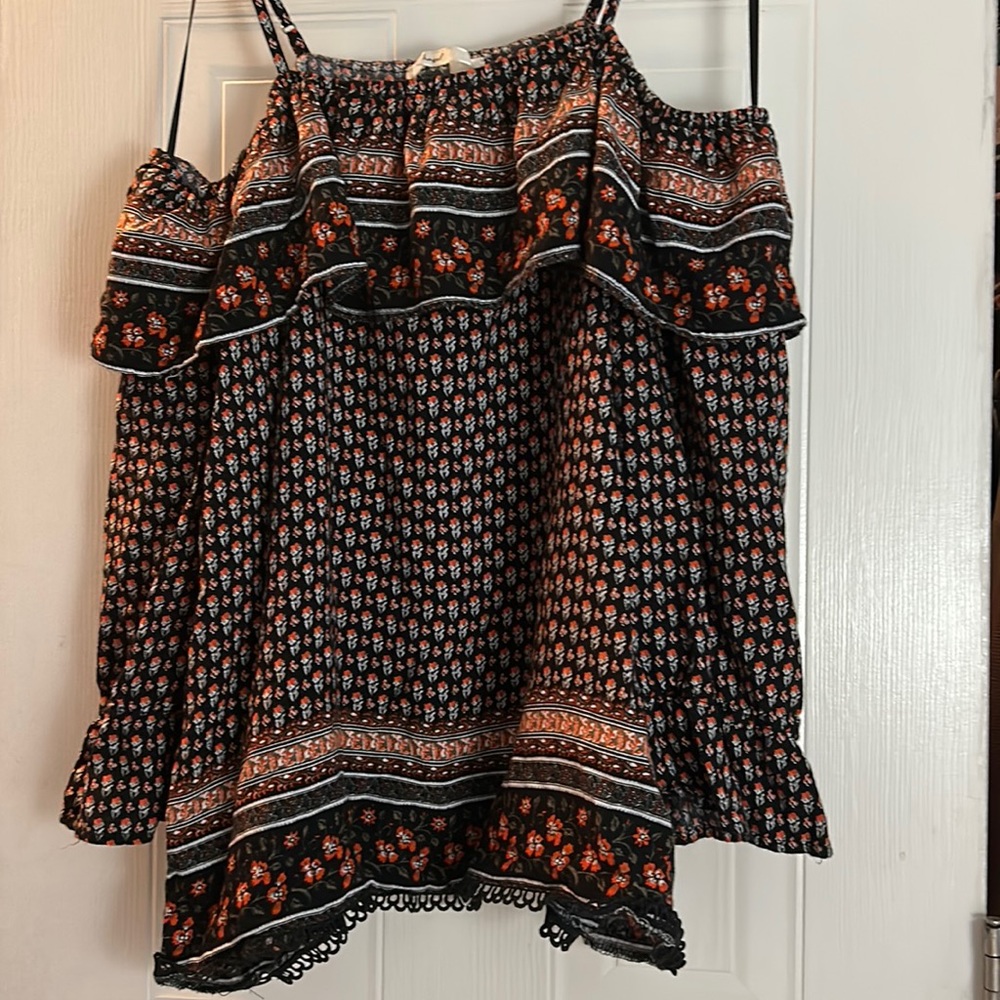 off the shoulder long sleeve top.